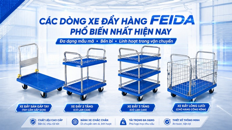 Các dòng xe đẩy hàng Feida phổ biến nhất hiện nay