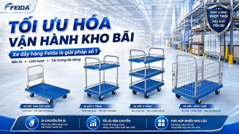 Tối ưu hóa vận hành kho bãi: Xe đẩy hàng Feida là giải pháp số 1